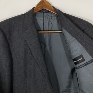 Samuelsohn Charcoal Herringbone Sportcoat Blazer Size 42 L Wool Super 180s